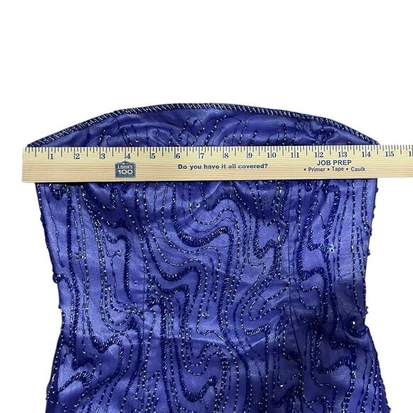 Vintage Alyce Prom Dress 6 Maxi Gown Fairy Y2K Silk Bead Strapless Purple Ombre - Picture 8 of 12